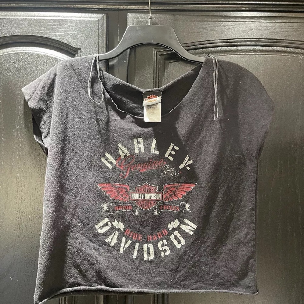Harley-Davidson Black Crop Top with Red Logo